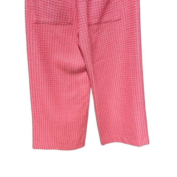 Zara Pants Cropped Fit Tweed Textured Wide Leg Trousers Pink Size Small - Picture 8 of 11